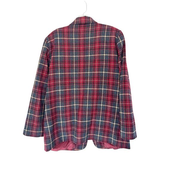 Vintage Plaid Dark Academia Wool Blend Single Button Oversized‎ Blazer Size 14 - Picture 9 of 12
